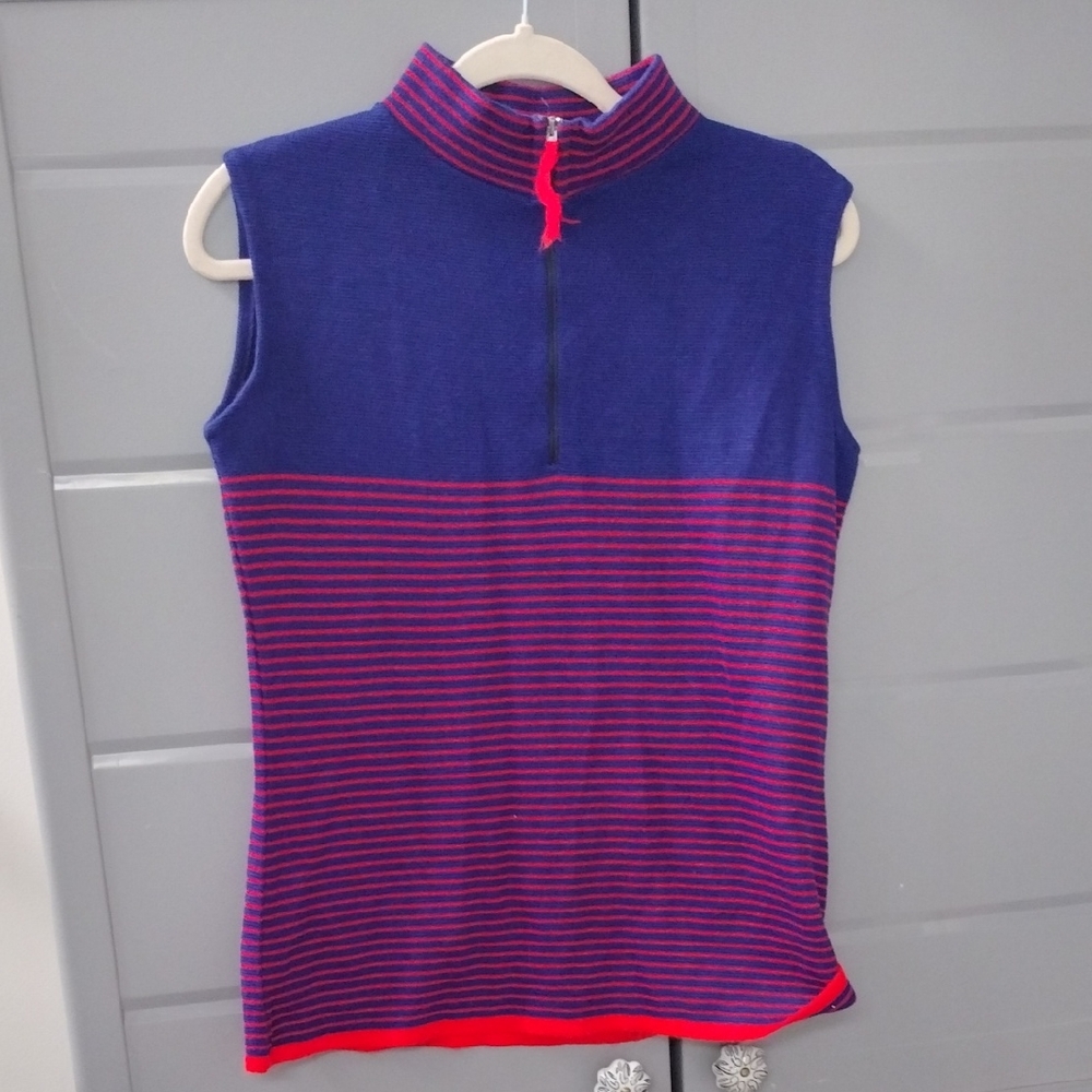 Small/  Medium Sleeveless Blue and Red Striped Top